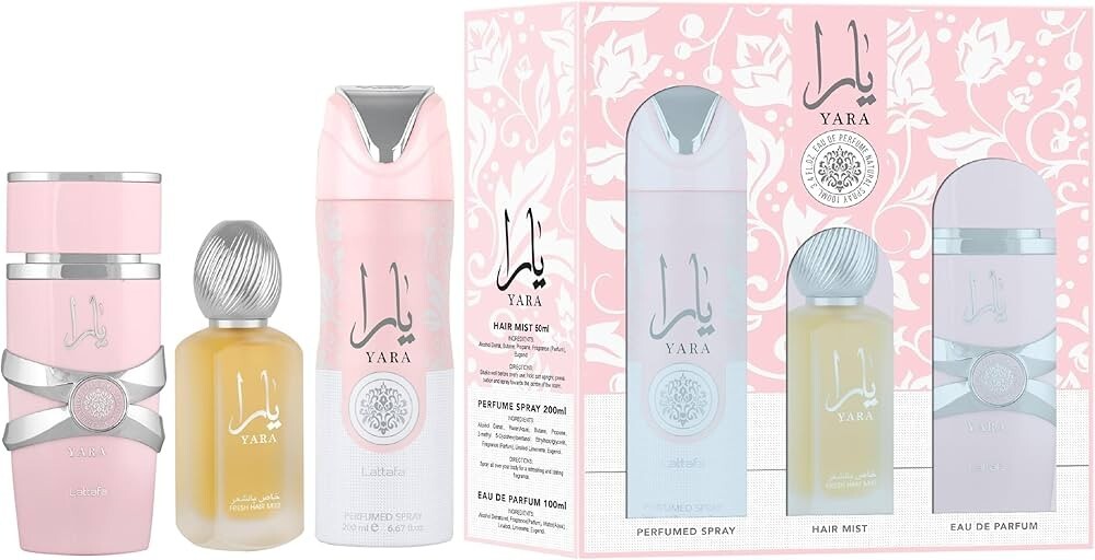 Lattafa Yara 3-Piece Gift Set – Eau de Parfum, Perfumed Spray & Air Freshener