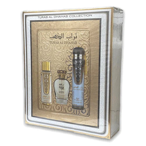 Ard Al Zaafaran Turab Al Dhahab Collection Gift Set – Perfume, Body Spray & More | For Women