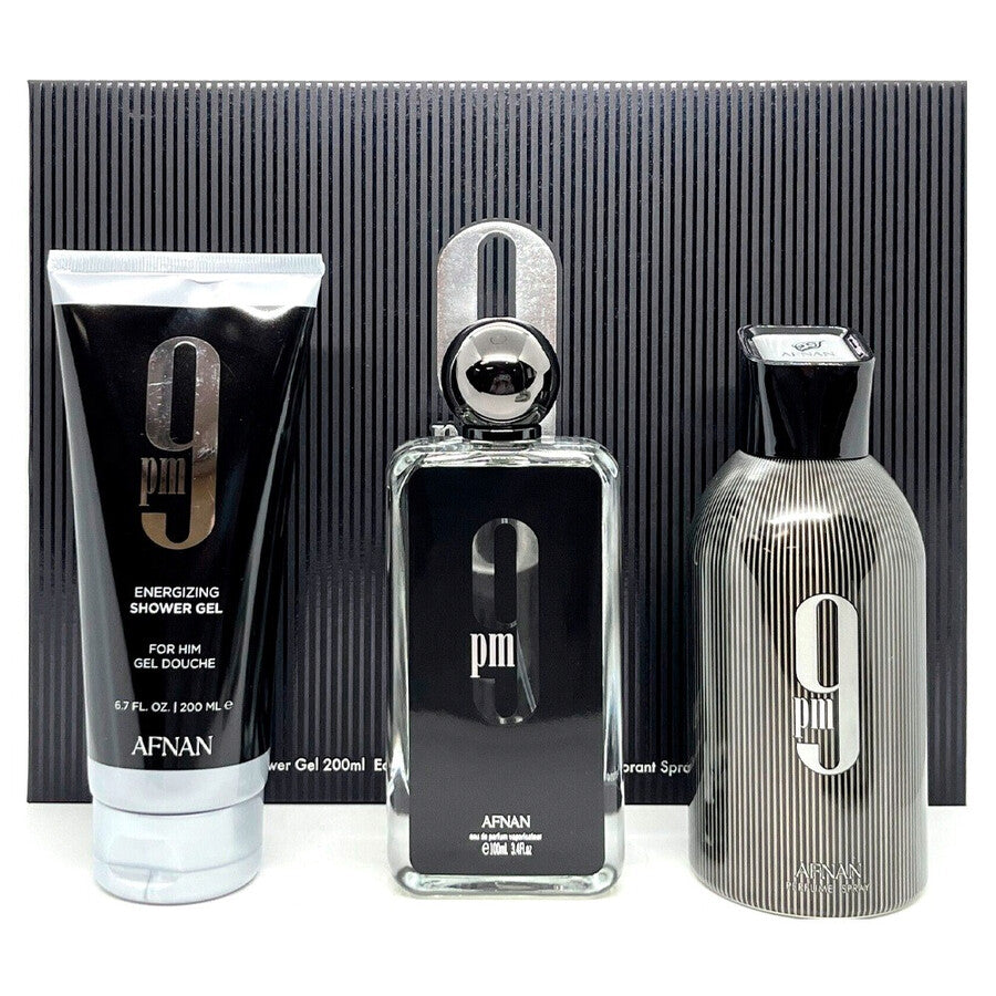 Afnan 9PM Eau de Parfum Gift Set 3.4 oz (100ml) + Deo + Shower Gel | for Men