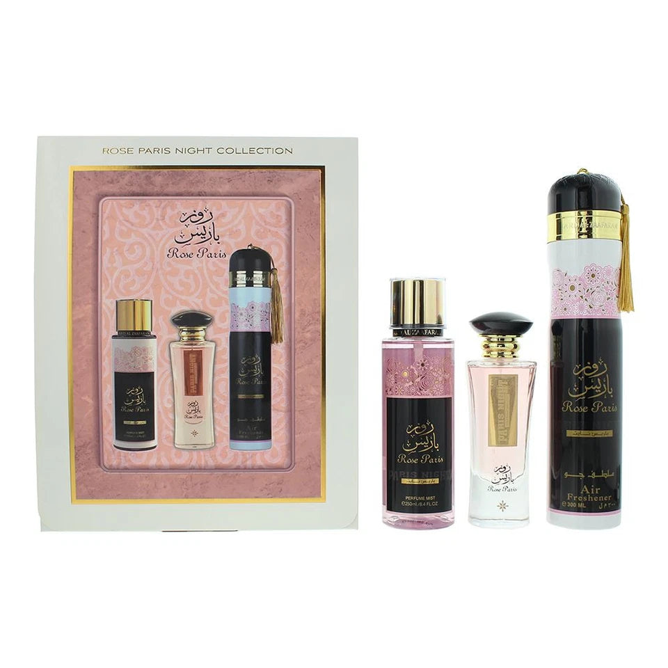 Ard Al Zaafaran Rose Paris Night Gift Set | Floral Sweet Perfume & Body Spray for Women