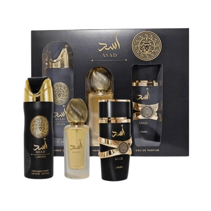 Lattafa Asad 3-Piece Gift Set – Eau de Parfum, Perfumed Spray & Hair Mist