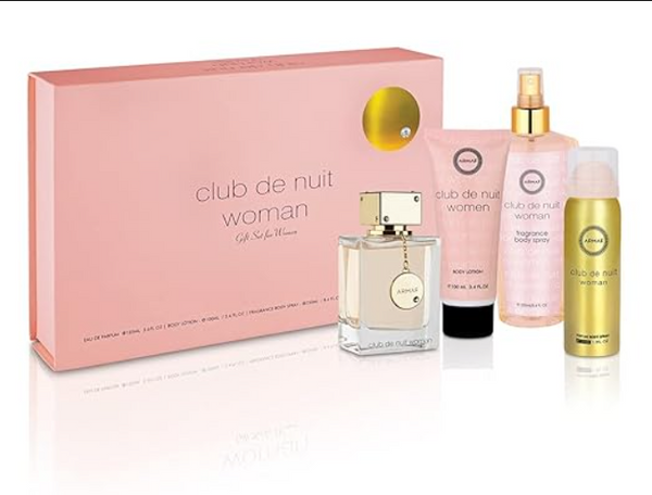 Armaf Club De Nuit 4-Piece Gift Set |EDP 3.4 oz,Body Sprays, Lotion | Women GIFT