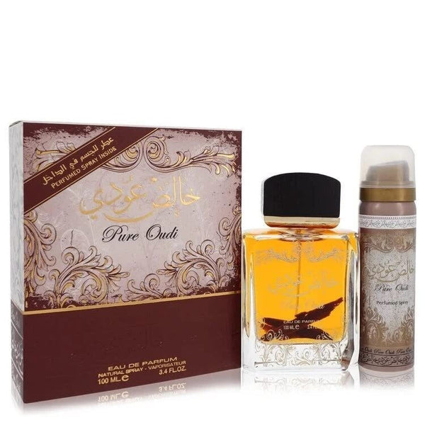 Lattafa Pure Oudi Gift Set | EDP 3.4 oz + Perfumed Spray 1.7 oz | Unisex
