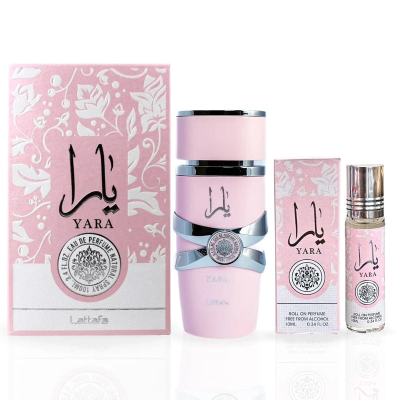 Lattafa Yara EDP 3.4 oz + Ard Al Zaafar  Yara Roll-On Oil 0.34 oz | 2ct boundle