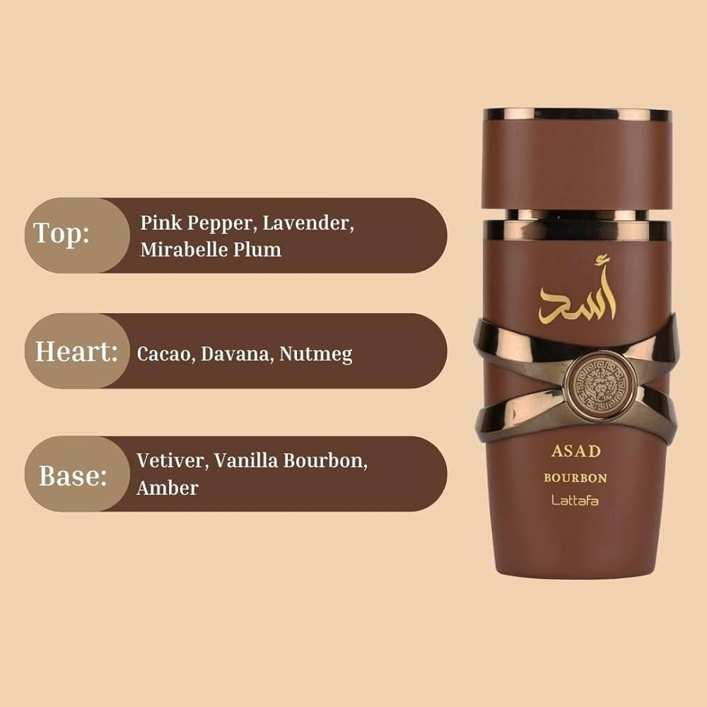 Lattafa Asad Bourbon Eau de Parfum – 100ml (3.4 fl oz) | For Men