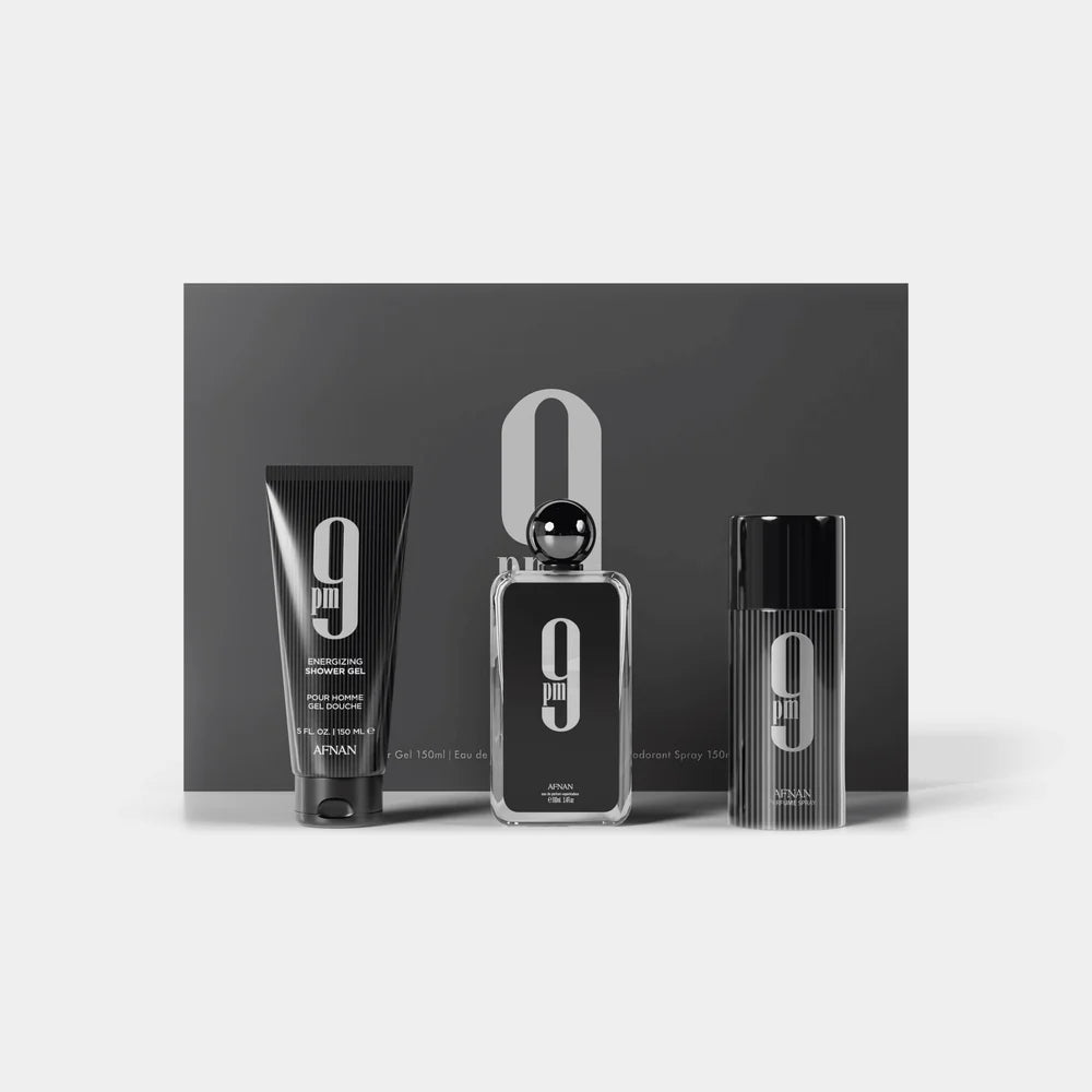 Afnan 9PM Eau de Parfum Gift Set 3.4 oz (100ml) + Deo + Shower Gel | for Men