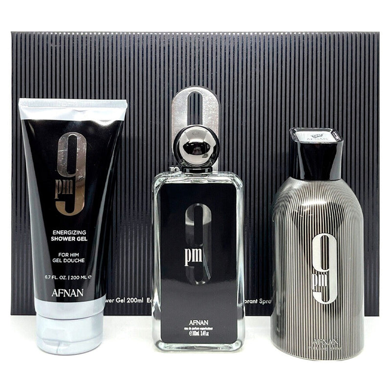 Afnan 9PM Eau de Parfum Gift Set 3.4 oz (100ml) + Deo + Shower Gel | for Men