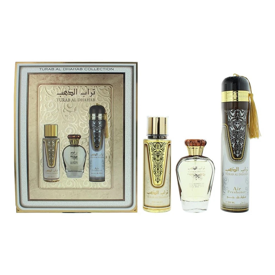 Ard Al Zaafaran Turab Al Dhahab Collection Gift Set – Perfume, Body Spray & More | For Women